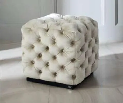 Stool footstool polyester living room fabric white luxury Chesterfield