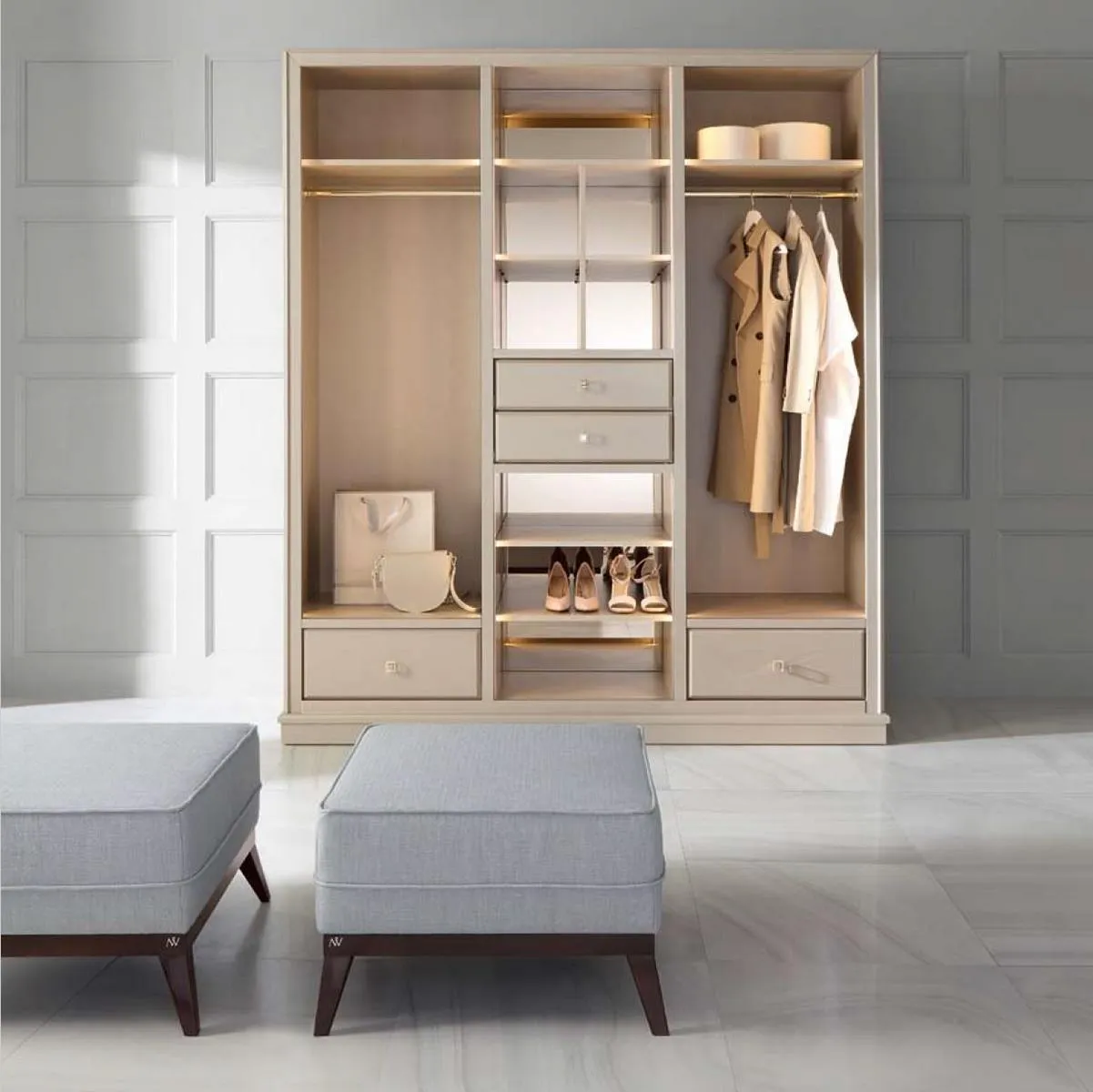 Open closet Bedroom wardrobe Walk-in furniture Wardrobe