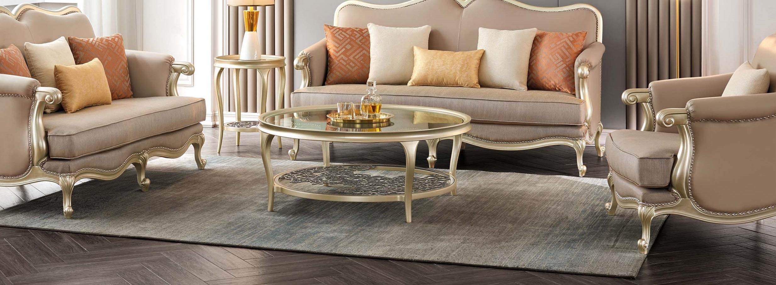 Luxury Coffee Table Round Table Hotel Furniture Furnishing Tables Gold