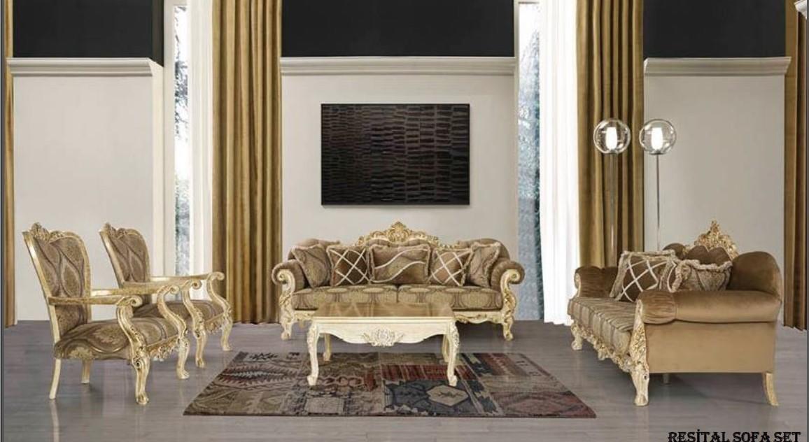 Exclusive sofa set brown couch baroque rococo table 5-piece sofa