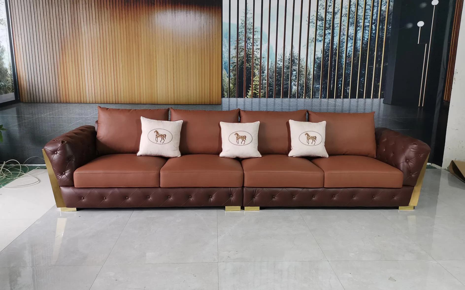 Modern five-seater luxury living room sofa Chesterfield design couch