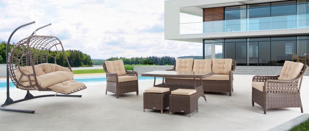 Garden furniture Sofa set Table Armchairs Seating groups Veranda Stools 6 pcs.