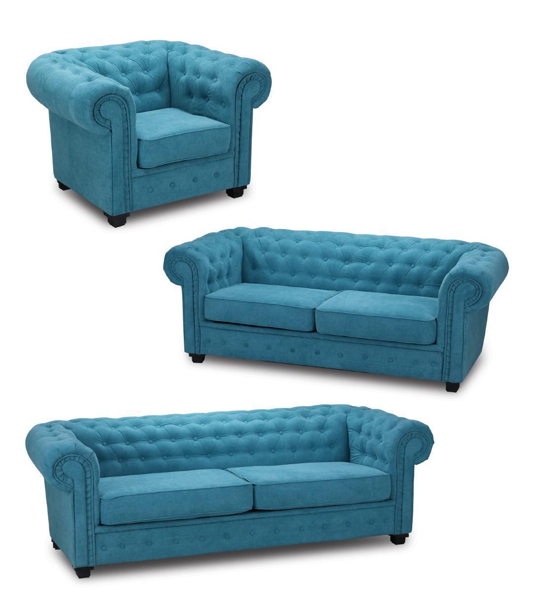 Chesterfield sofa set couch upholstered furniture set set 3+2+1 turquoise