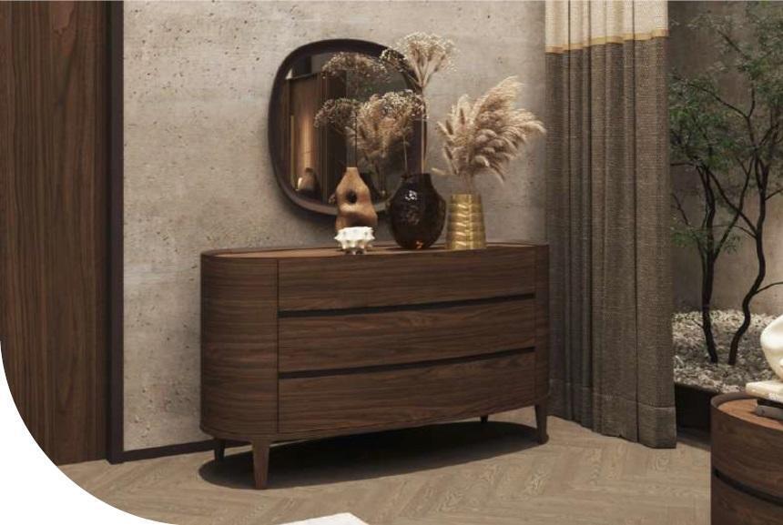 Brown designer chest of drawers in modern style with storage space Bedroom furniture