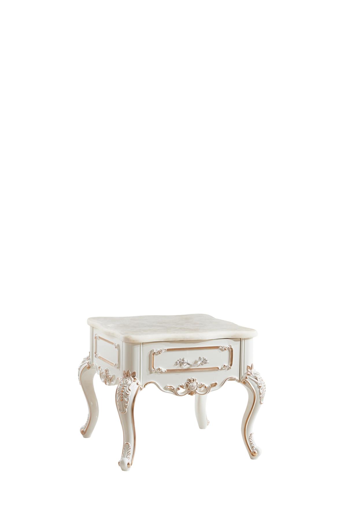 Side Table White Classic Wood Design Beautiful Living Room Luxury Elegant