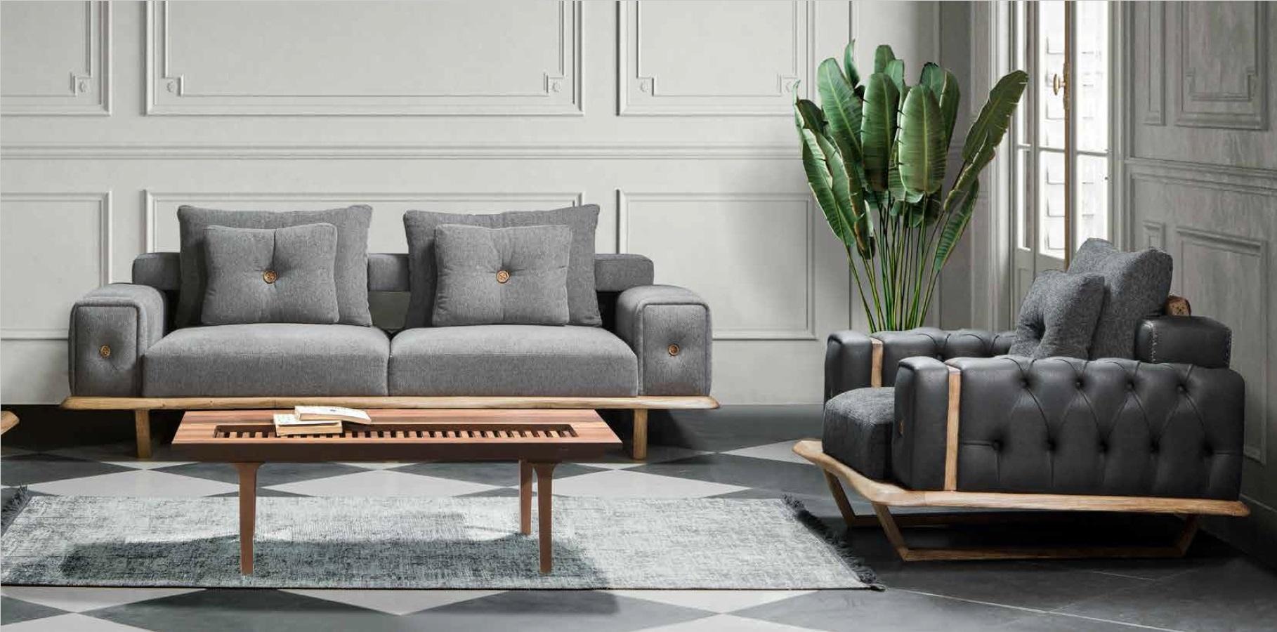 Grey sofa and store armchair set