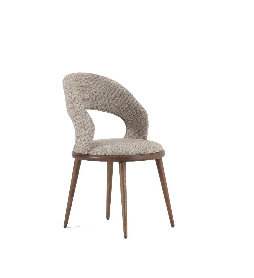 Dining Room Chair Wood Textile Luxury Upholstery Furniture Style Modern Grey