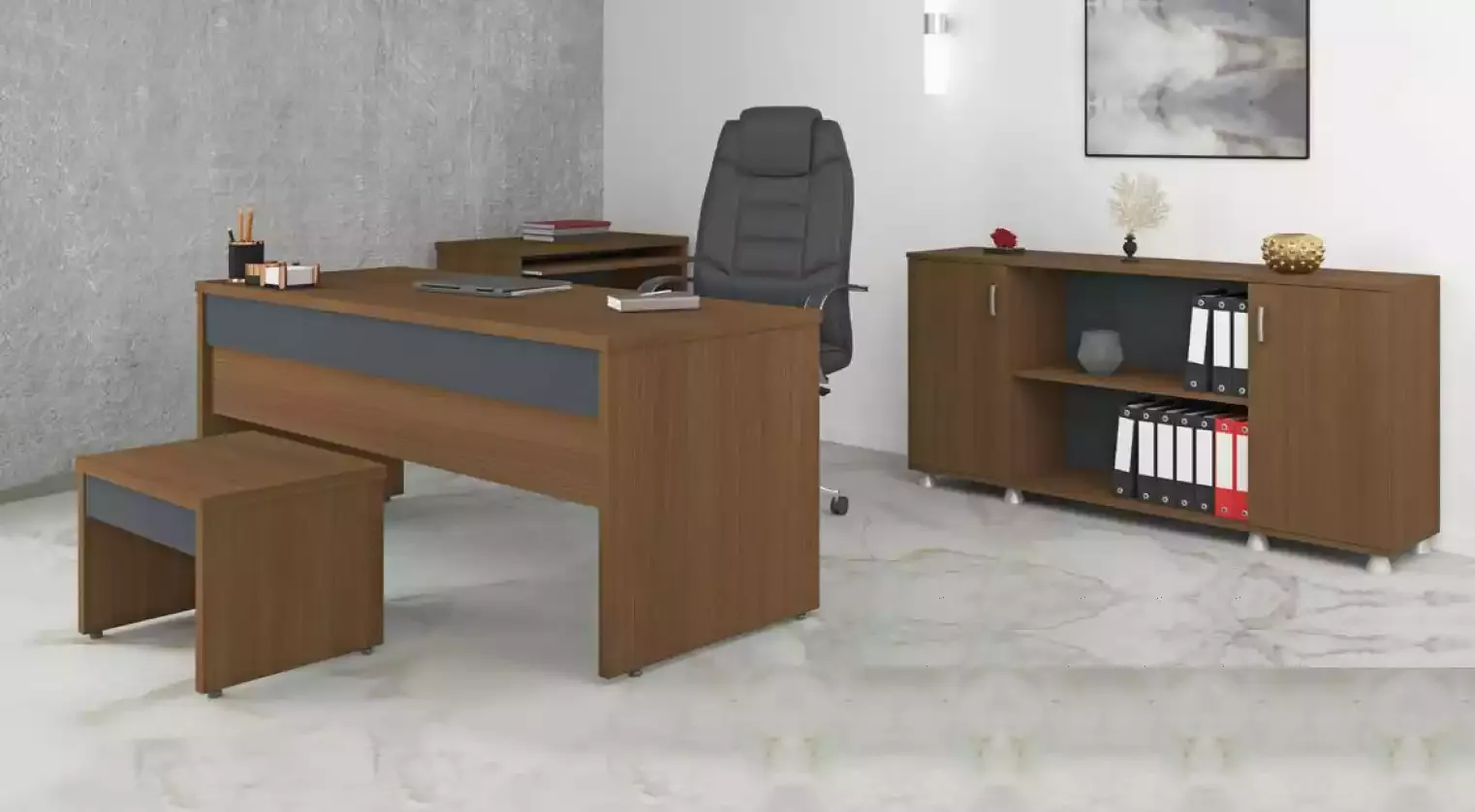 Table office study office furniture desks cabinets 3pcs