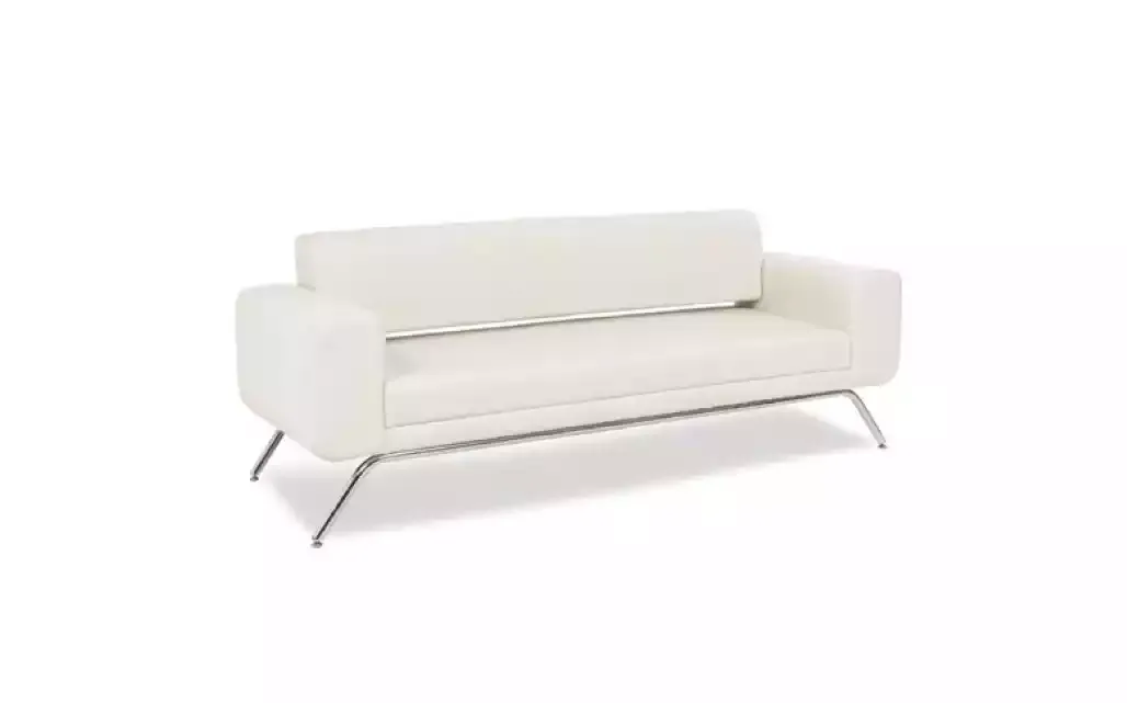 White Three Seater Luxury Stainless Steel Feet Textile Furniture