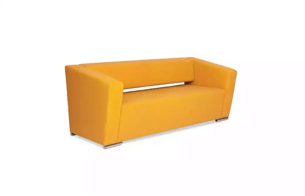 Orange Three Seater Office Furniture Study Couch Luxury Textile Sofa