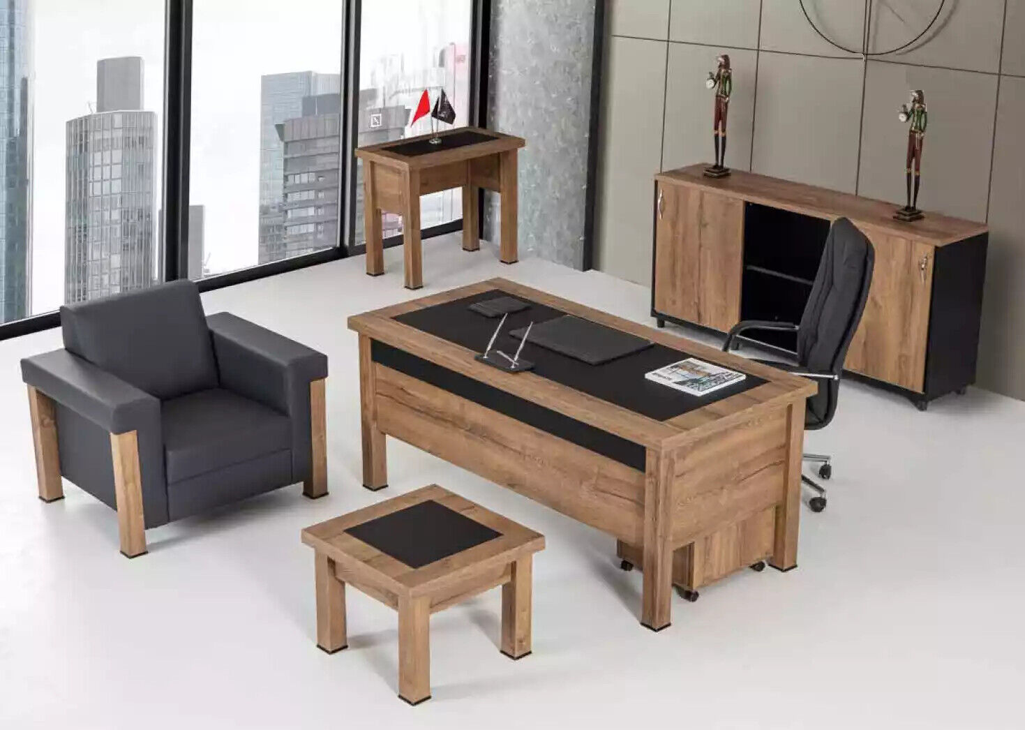 Designer office work room set desk cabinet complete set furniture 4 pcs