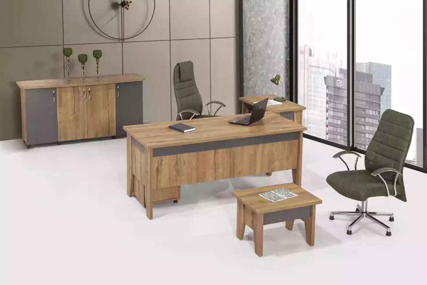 Wooden furniture study set office furniture desk office cabinet 4 pcs