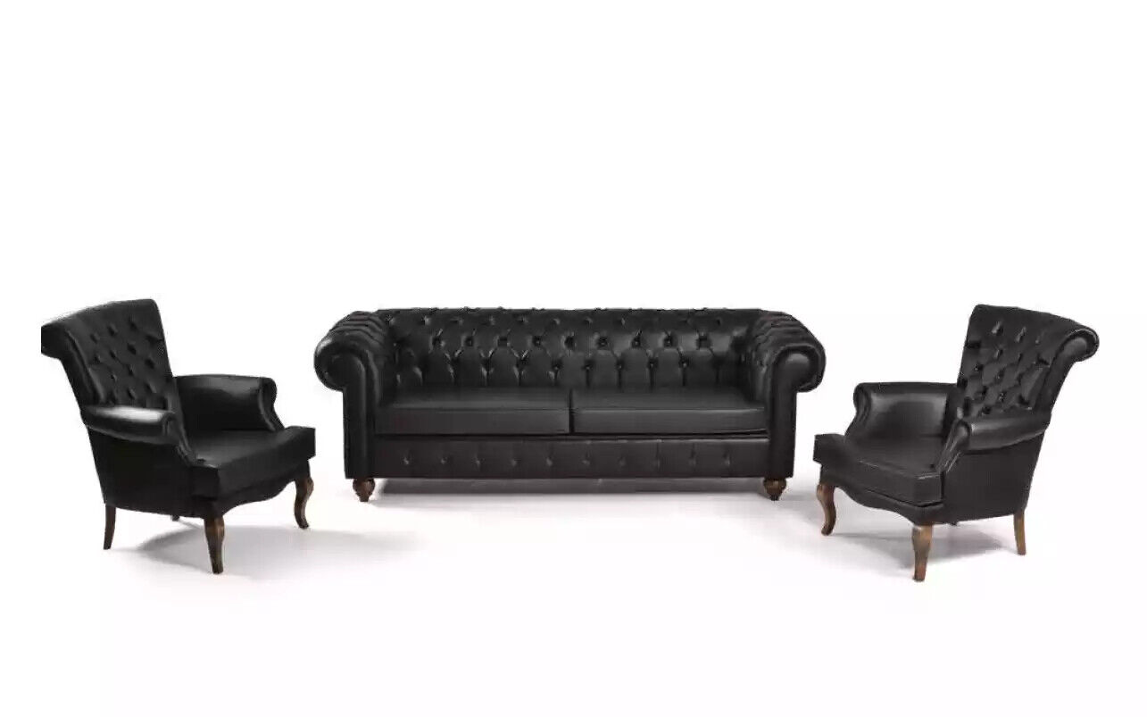 Black Chesterfield sofa set Complete office furniture Modern furniture