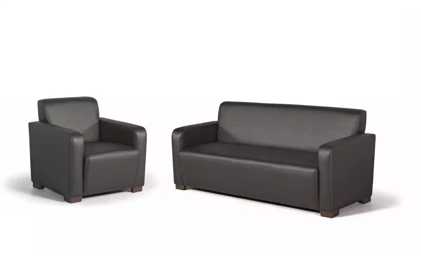 Black study sofa set three seater armchair modern couch