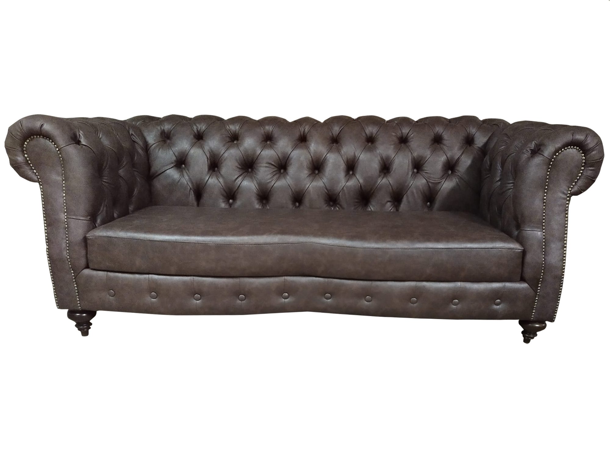 Sofa 3 seater Chesterfield Couch Real Leather Sofas Brown Couches Furniture