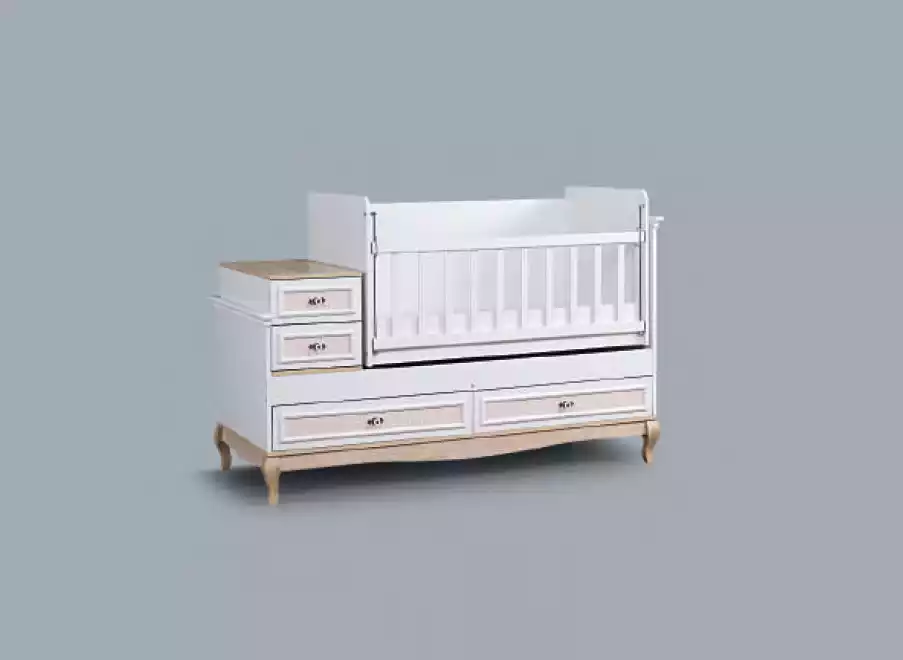 Baby bed cot bed set drawer white in modern children\'s room