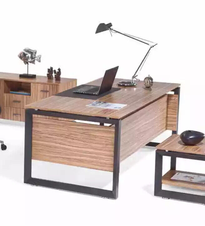 Designer brown desk Luxury office furniture wood Stylish furnishings