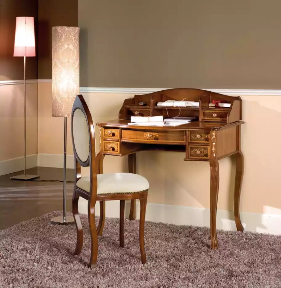 Classic Desk with Brown Wooden Chair in a Study