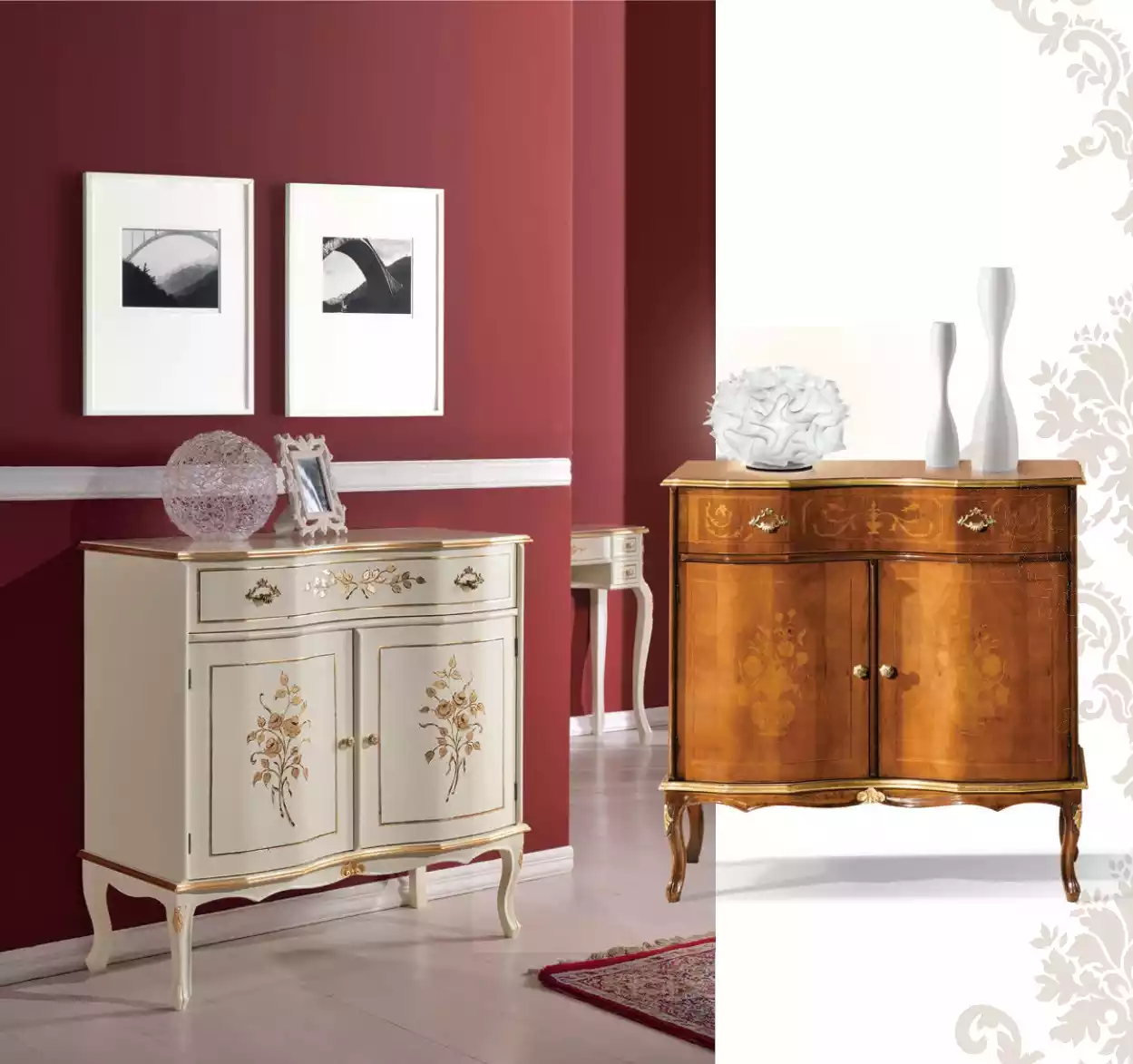 Luxurious White Sideboard with Drawers Furniture Wooden Cabinet