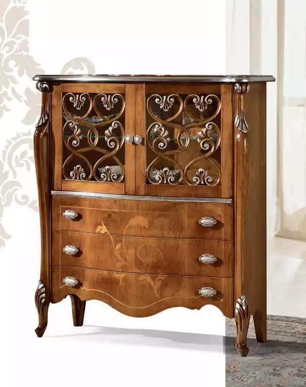 Classic brown antique style chest of drawers 3x drawers living room