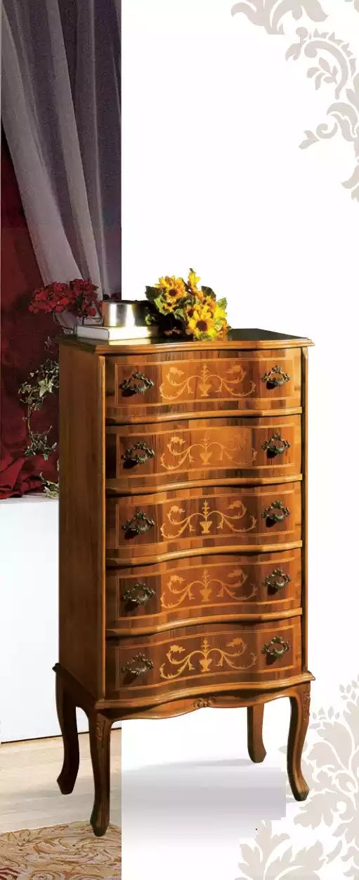 Classic High Chest of Drawers Brown Storage Furniture Living Room Design