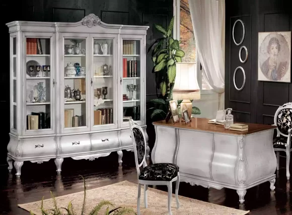 White Office Furniture Desk Bookcase Luxury Table Shelf Furnishings