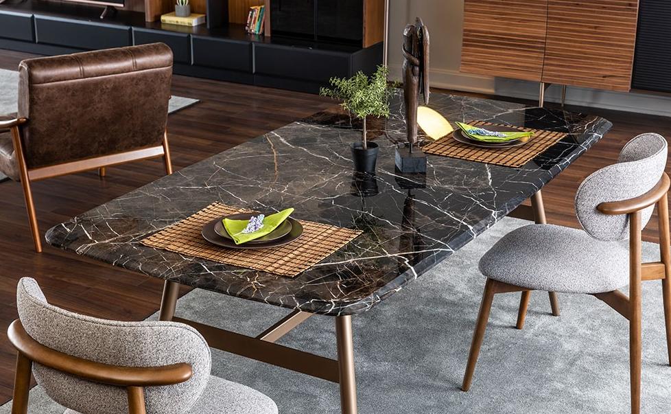 Dining room table Dining table Dining area Marble black Dining room design