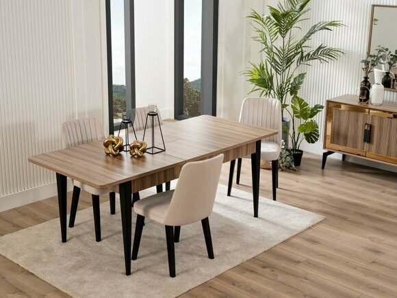 Dining set Dining room Dining table set 7 pcs Dining room Brown wood