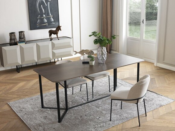 Dining room Dining set Dining table set 7 pcs wood Brown chairs Modern