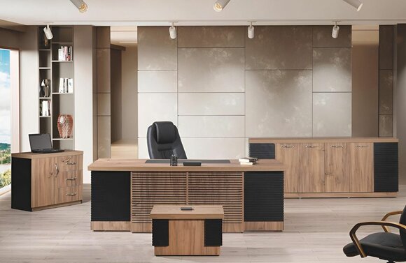 Office furniture Office desk Office desk set 4 pcs wood Brown