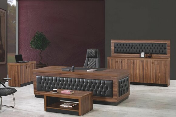 Luxury office furniture complete office desk office set 4 pcs wood brown