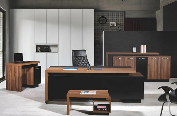 Office desk Office furniture Complete office desk set 4 pcs wood black