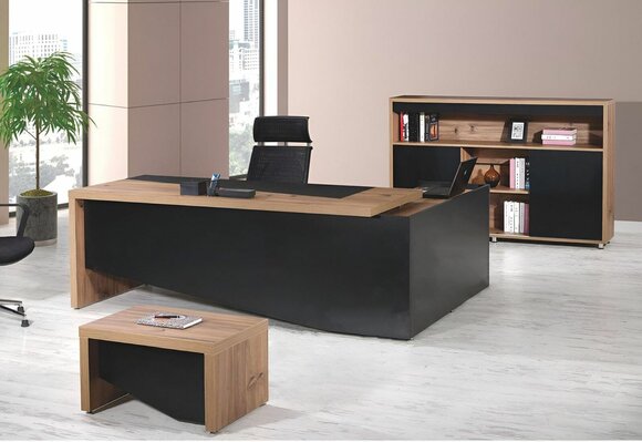 Office furniture complete office corner office desk office desk 3 pcs wood black