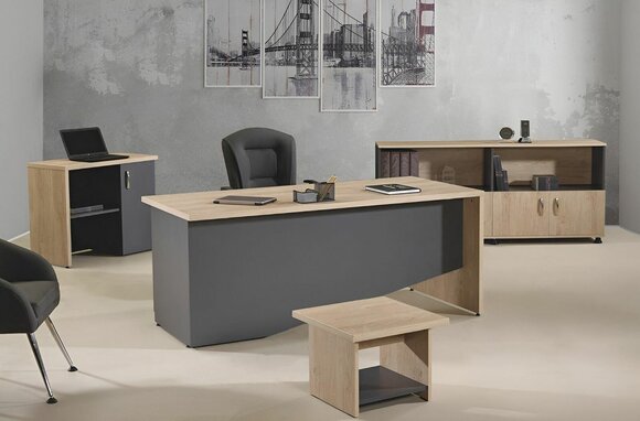 Desk Office furniture Study furniture Desk set 4 pcs wood grey