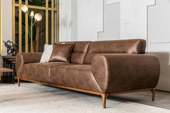 Three seater sofa 3 seater upholstered sofa brown couch upholstery imitation leather