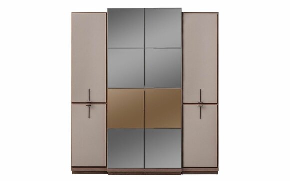 Beige bedroom wardrobe Designer wooden wardrobe Glass wardrobe New