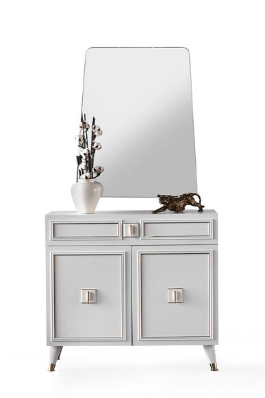 Chest of drawers with mirror Wardrobe Wooden wardrobe White Wood Bedroom