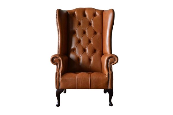 Armchair Wing Chair Chesterfield Luxury Seater Living Room Brown