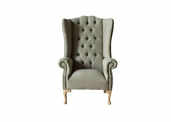 Grey Wing Chair Armchair Design Upholstery Chesterfield Textile Living Room