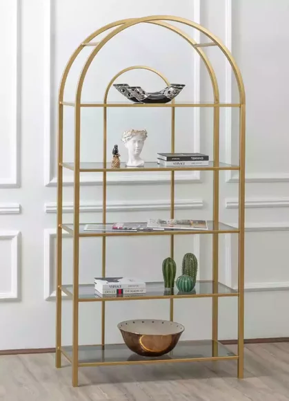 Living room shelf Room divider Standing shelf Bookcase Storage Gold