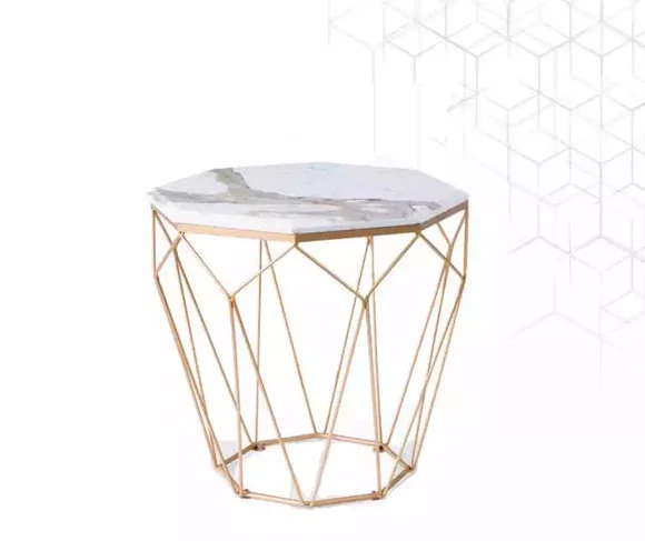 Side table living room furniture material metal white design modern table