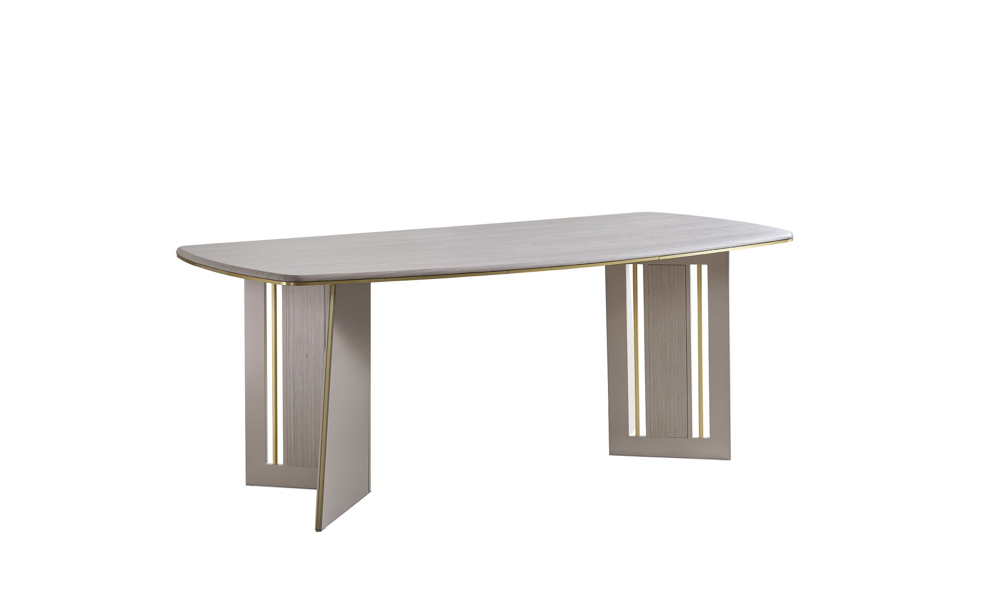 Beige Dining Table Modern Wooden Furniture Semi Oval Table Designer Dining Room Table