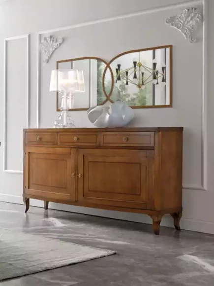 Sideboard with mirror wood furniture luxury Klassischе Set 2tlg.