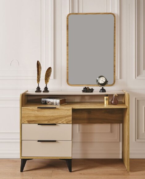 Luxury Dressing Table Beige Chest of Drawers Wood Modern in the Bedroom