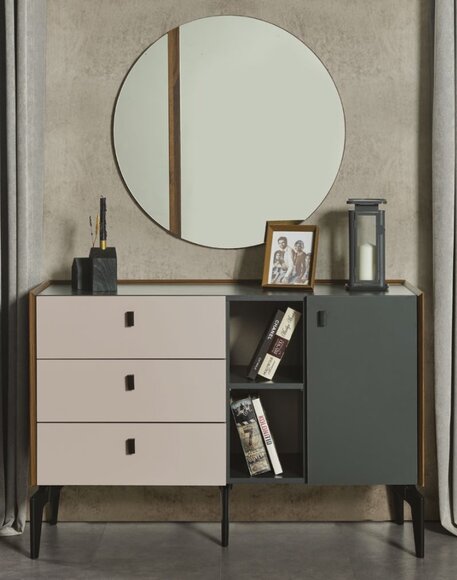 Design Bedroom Complete Set Chest of Drawers with Mirror 2pcs Set Wood