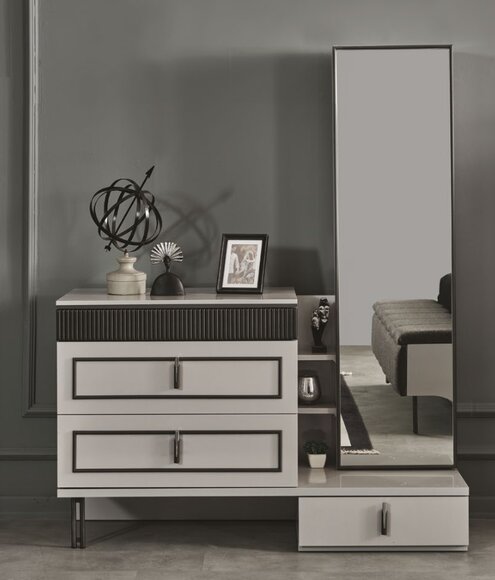 Bedroom Set 2 Piece Chest of Drawers with Mirror Modern Luxury Design Furniture