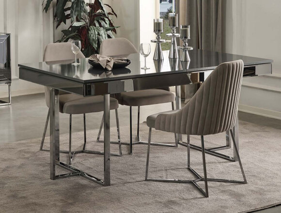 Modern Dining Room Furniture Gray Dining Table 4x Exclusive Upholstered Chairs 5pcs