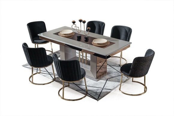 Modern dining room set Consists of dining table and 6x chairs Stylish 7 pcs.