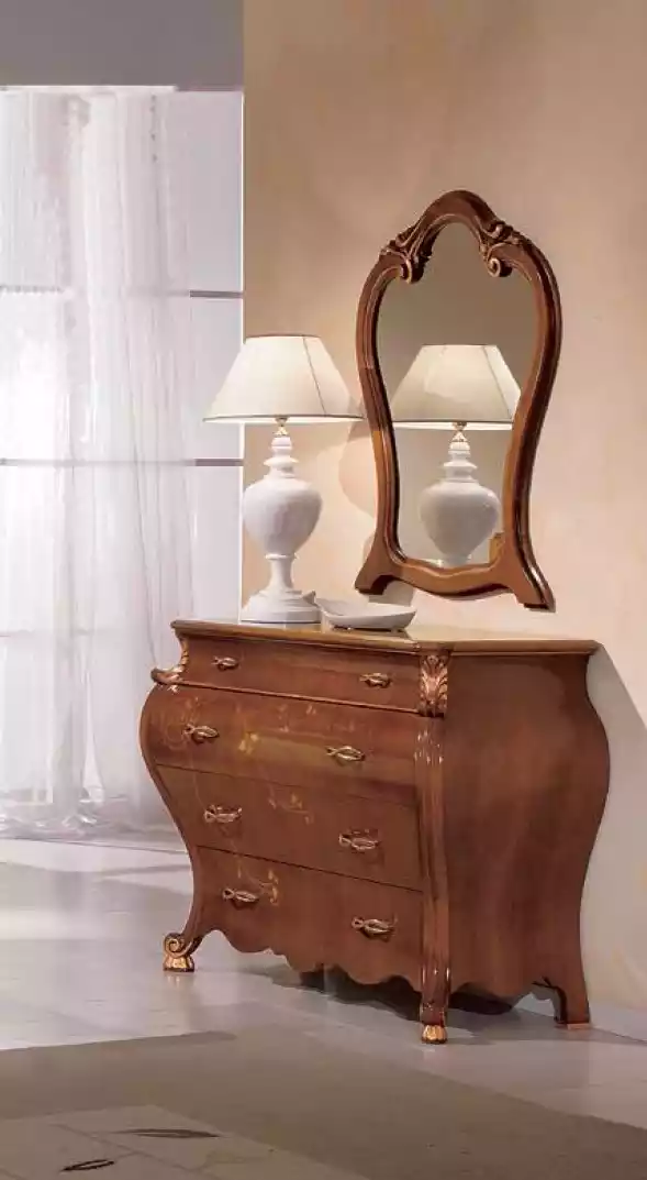 Bedroom Mirror Dresser Wood Classic Design Luxury Brown New