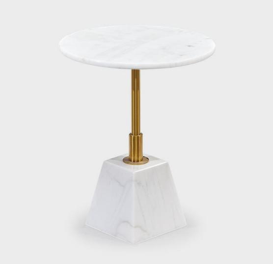 Gold and white side table Stylish living room marble round tables